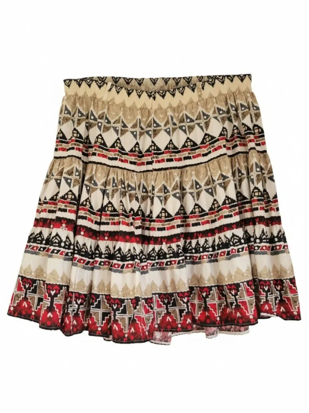 Vintage Western Collection USA Aztec Tiered Mini Skirt Cotton Boho Chic Sz M